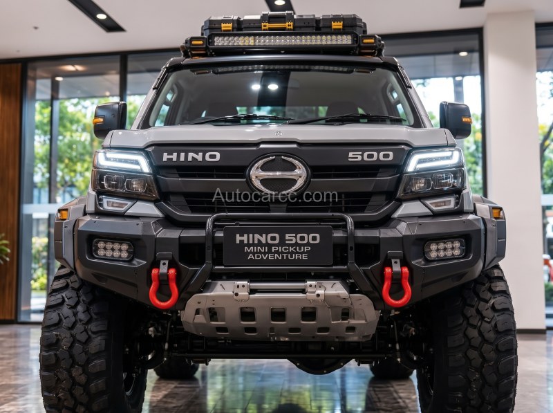 2027 Hino 500 Adventure new offroad concept front view with Hino grille winch and roof light bar