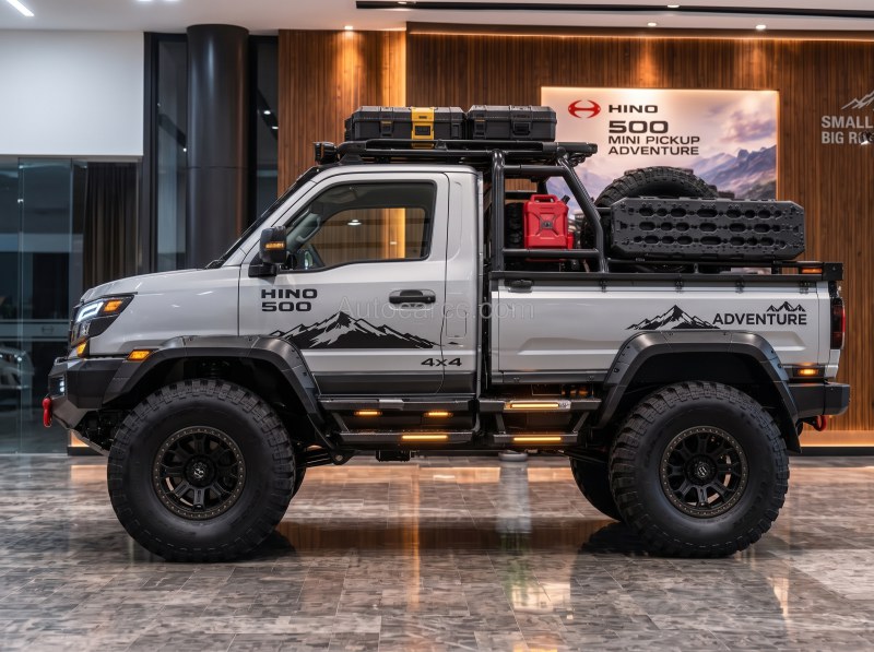 2027 Hino 500 Adventure new offroad mini pickup concept full side profile with lifted stance