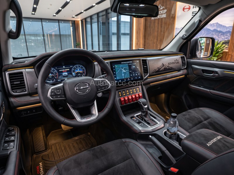 2027 Hino 500 Adventure new offroad concept interior cabin with Hino steering wheel and touchscreen