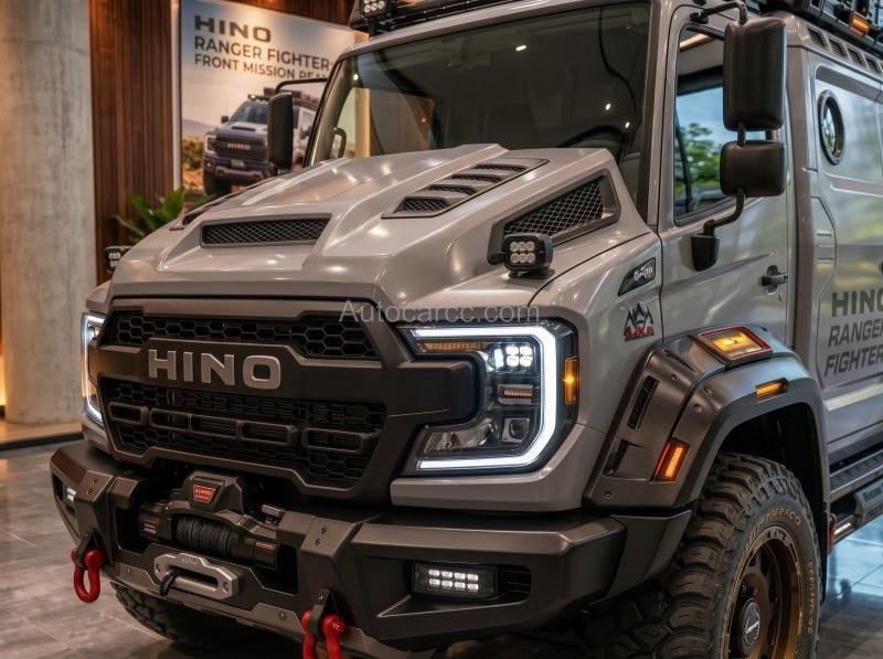 2027 Hino Ranger Fighter hood scoops Hino badge and LED headlight signature