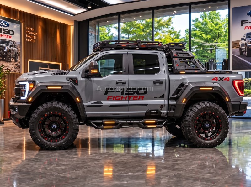2027 Ford F-Series Fighter new offroad concept opposite side view with bed cover and 4x4 tail