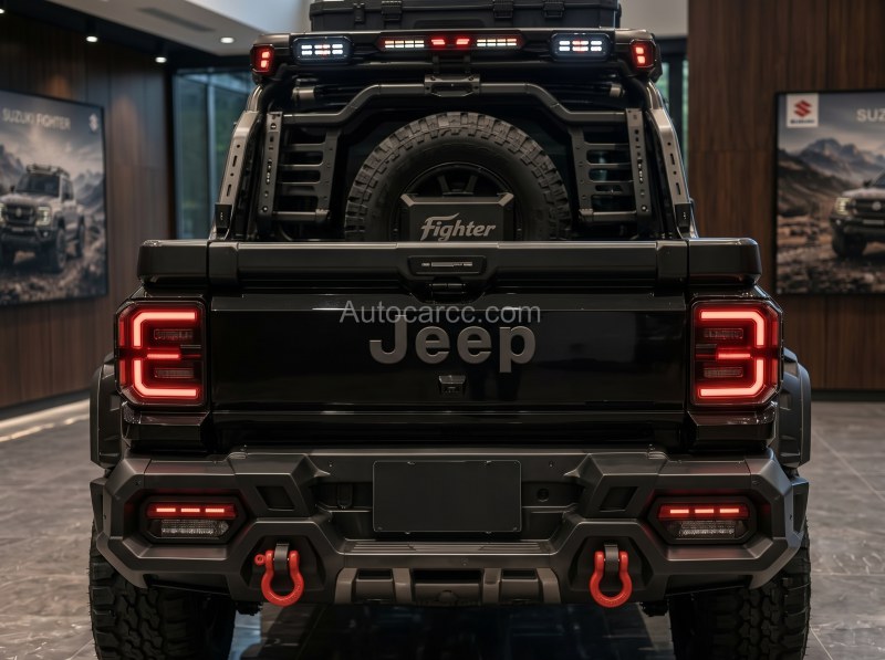 Jeep Wrangler Fighter Mini Pickup Rear Tailgate Design Jeep Wrangler Fighter Mini Pickup rear tailgate with Jeep lettering and LED tail lights