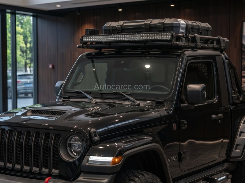 Jeep Wrangler Fighter Mini Pickup Roof Rack and Light Bar Jeep Wrangler Fighter Mini Pickup roof rack and LED light bar above the windshield
