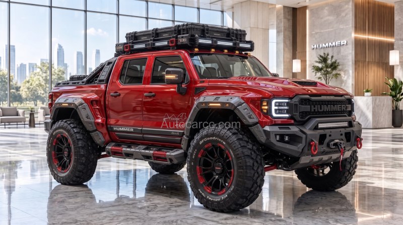 2027 GMC Hummer EV Pickup Concept front 3/4 view with winch bumper