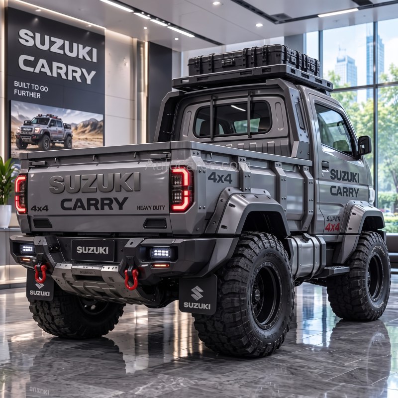 2027 Suzuki Carry Super 4x4 Concept rear 3/4 view with open bed