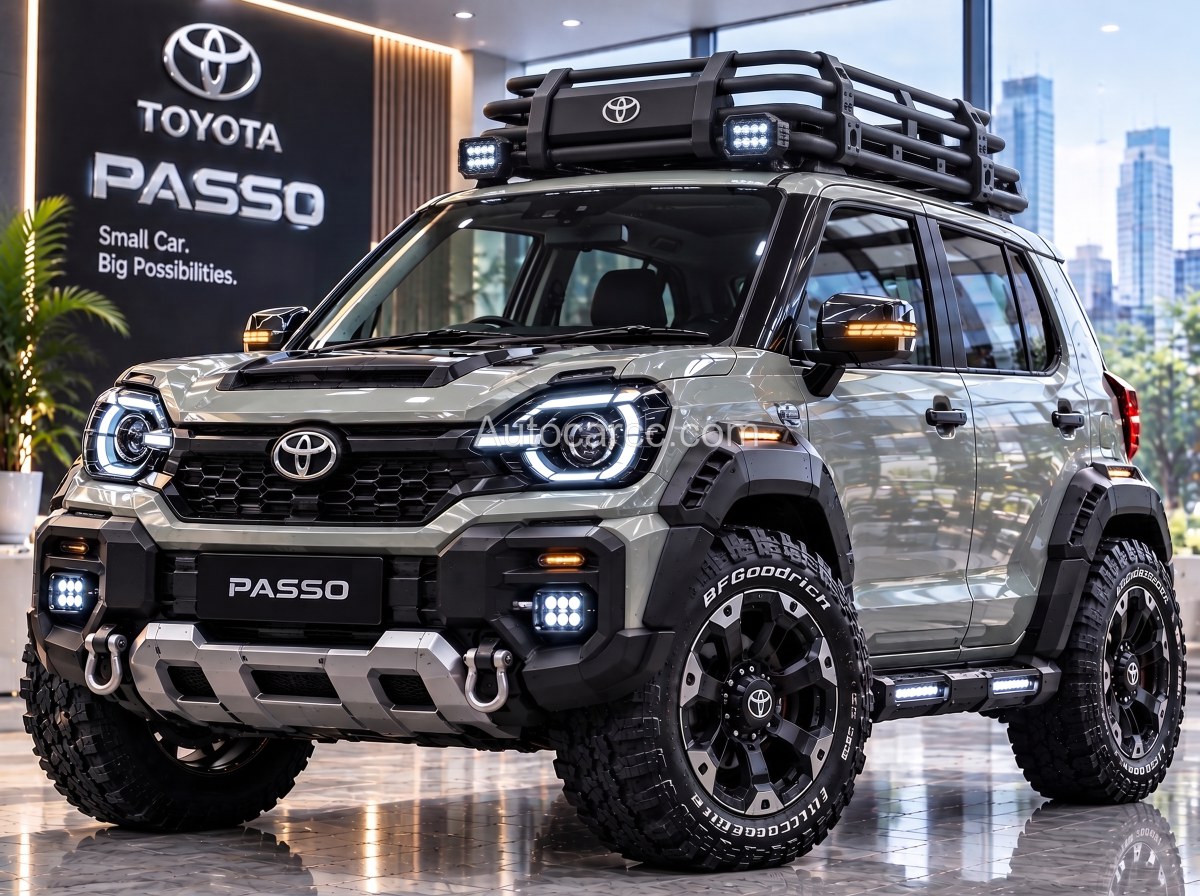 2027 Toyota Passo Off-Road Concept front 3/4 view with LED headlights