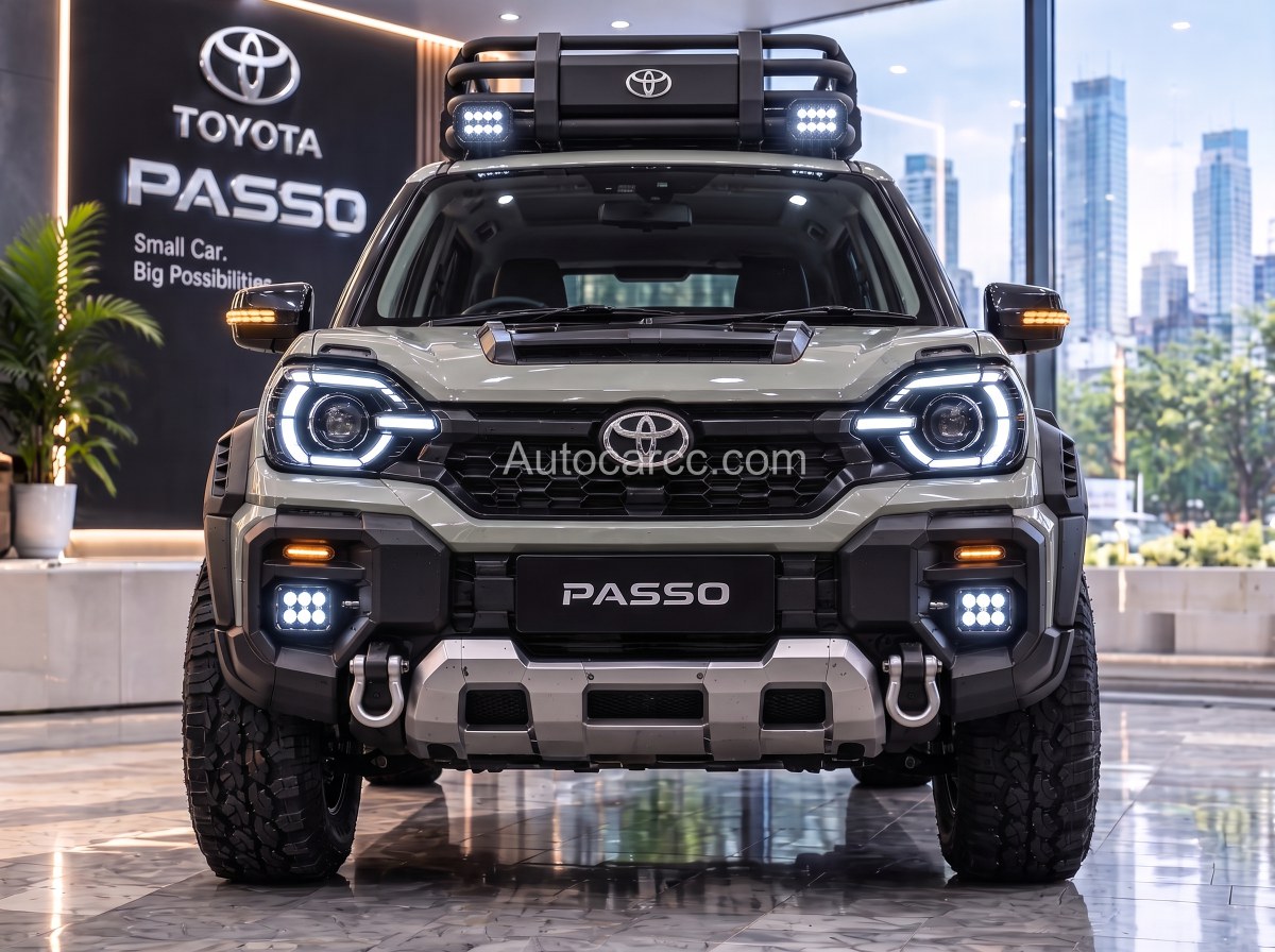 2027 Toyota Passo Off-Road Concept straight front view with PASSO bumper